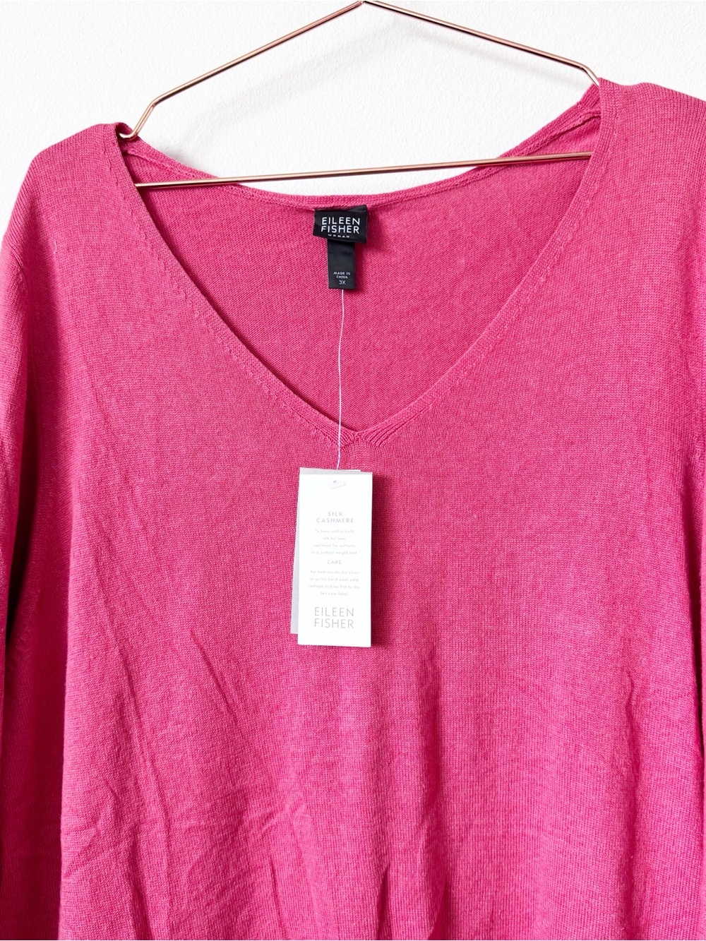Eileen Fisher Mimos Pink V-Neck Silk and Linen Drawstring Tunic - Picture 2 of 11